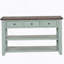 Console en bois de pin massif, table d'appoint moderne avec 3 tiroirs de rangement et 2 tablettes. Facile à assembler-459275154-459275155