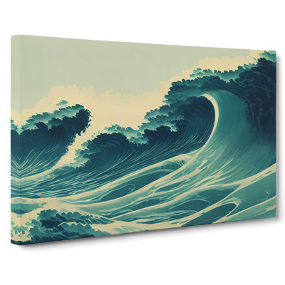 Glowing Japanese Wave - Wrapped Canvas