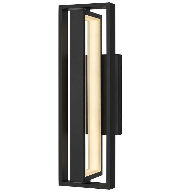 In & Out LED Wall Sconce with Intersecting Rectangular Design, Integrated LED, Dimmable, Wet Rated for Indoor/Outdoor Use