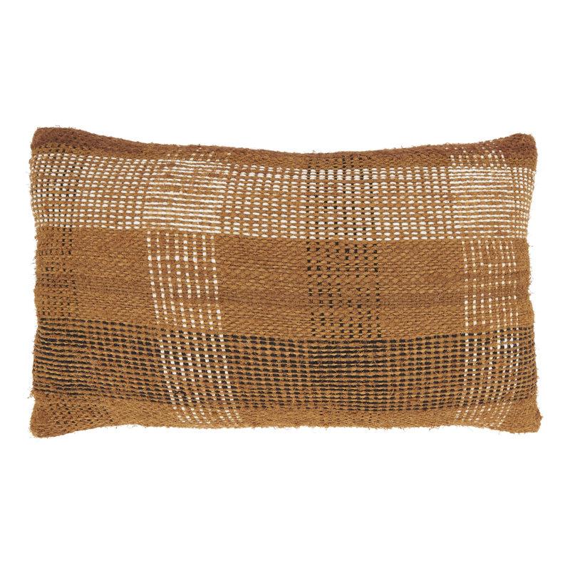 Neela Collection Plaid Cotton Blend Throw Pillow, 12"H x 20"W, Rectangular, Polyester