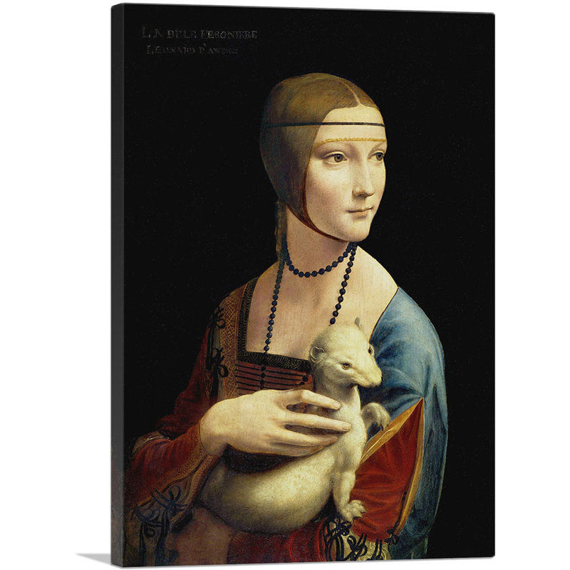 «Lady with an Ermine 1489» par Leonardo Da Vinci, reproduction d'art sur toile tendue, H 40 po x l 26 po x P 1,5 po