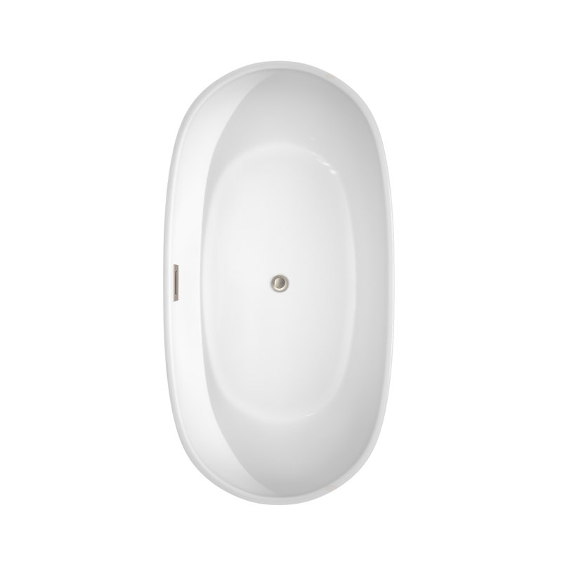 Rebecca 60'' x 32'' Soaking Acrylic Bathtub, Brushed Nickel