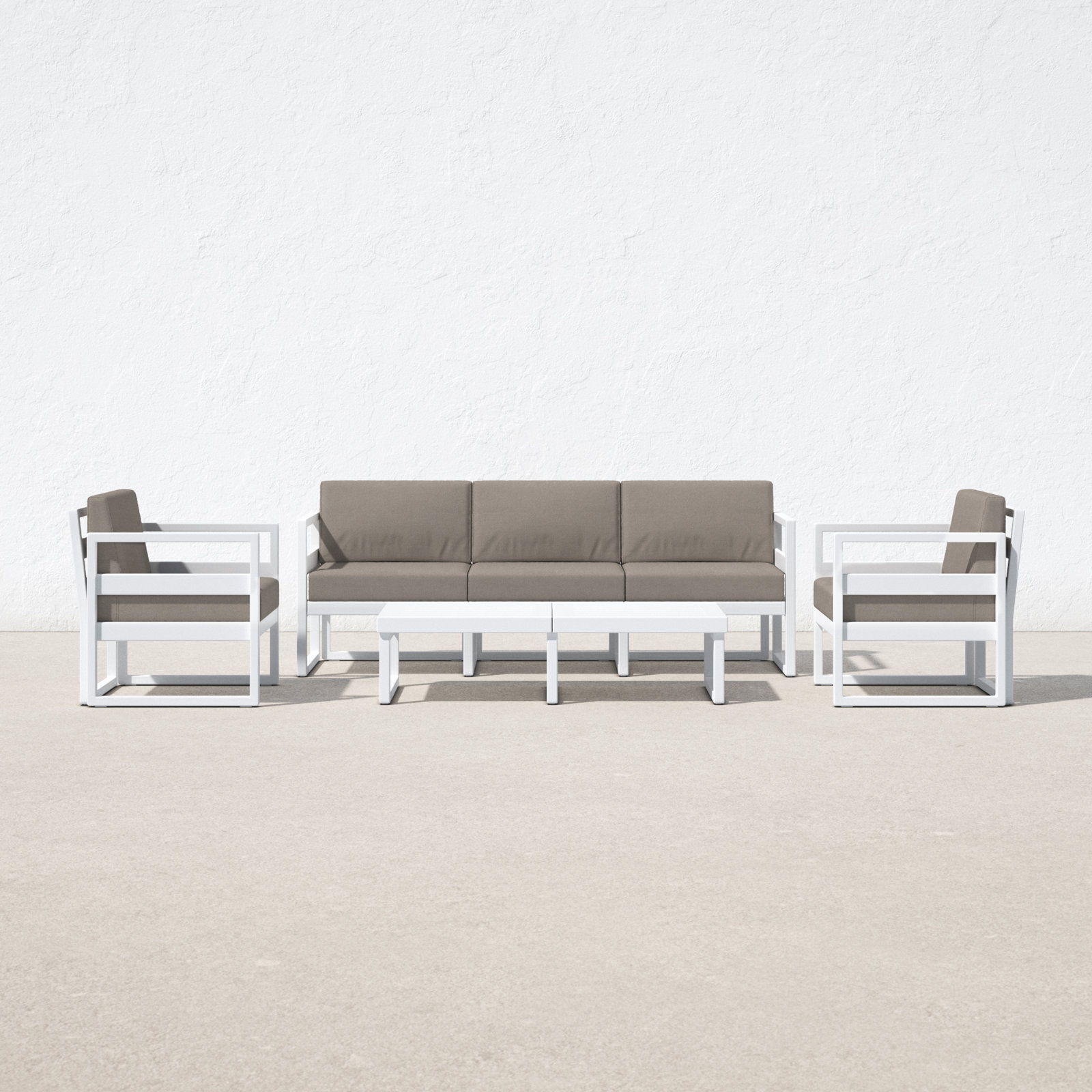 Lane 5 - Person Patio Conversation Set with Cushions, White, Taupe