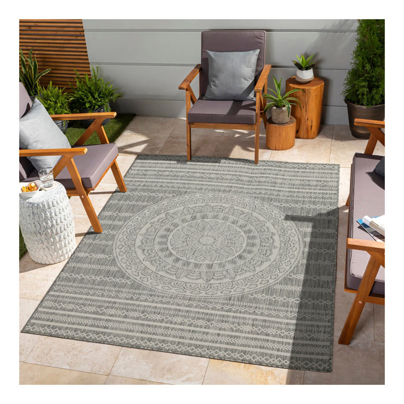 Sunshine GC_HAR2018 Silver Indoor/Outdoor Area Rug, Rectangle 5'3" x 7'3"
