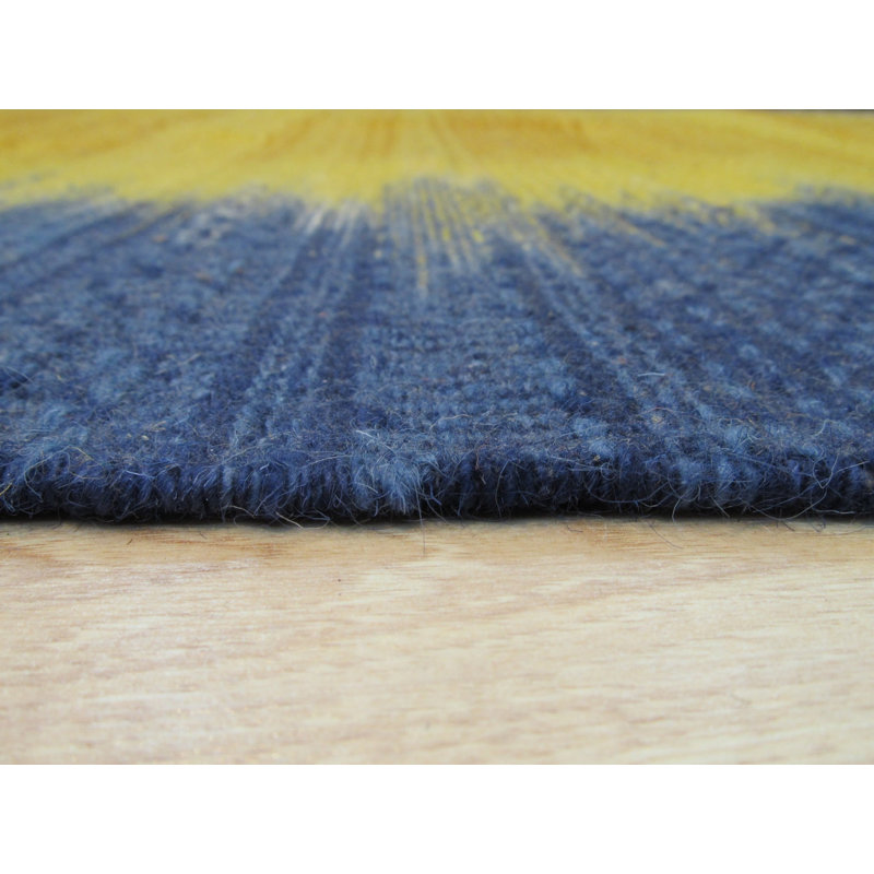 Yellow Flat Weave Wool Ombre Horizon Geometric Modern Contemporary Carpet Rug, 8' x 10'