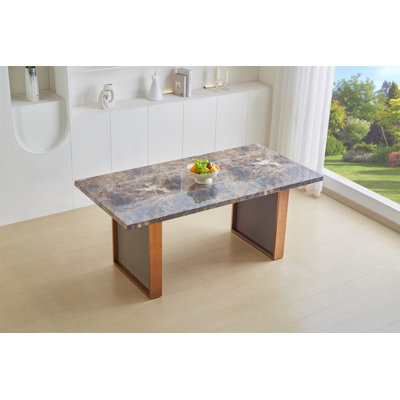 Table de salle à manger en faux marbre pour 6 ou 8 pièces en faux marbre H 29,8 po x L 35,4 po x l 70,8 po