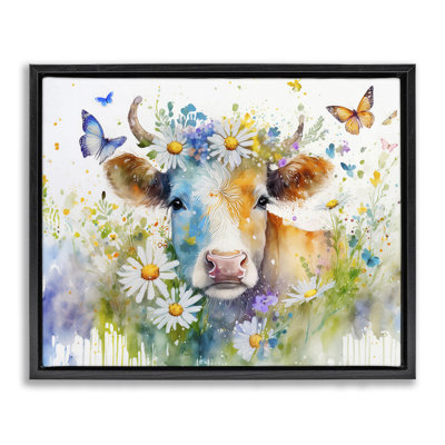  Art mural moderne sur toile flottante, "Modern Cottage Cow" par Alina Georgescu