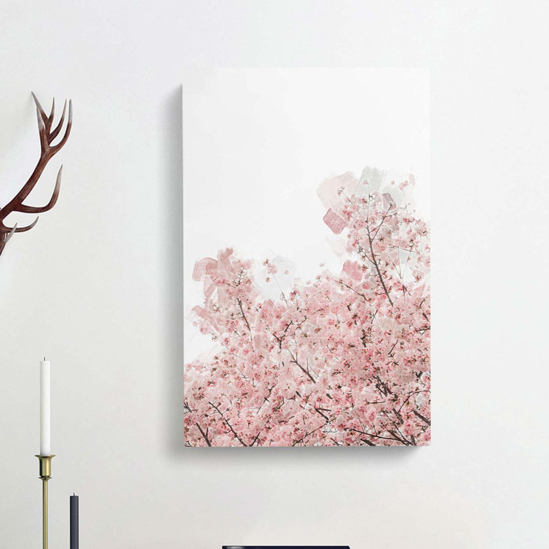 Pink Cherry Tree In Abstract - Wrapped Canvas, 50cm H x 35cm W x 3cm D