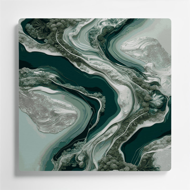 Paysage abstrait 59, art mural en métal vert, H 12 po x l 12 po
