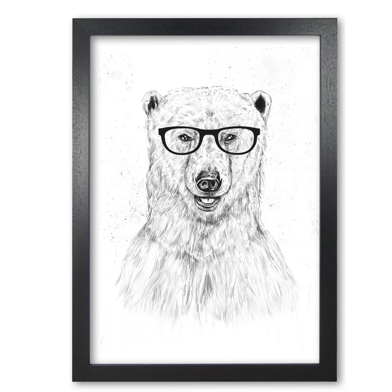 Geeky Bear by Mercedes Lopes Charro - Print, Black Grain, 29.7 cm H x 21 cm W x 5 cm D