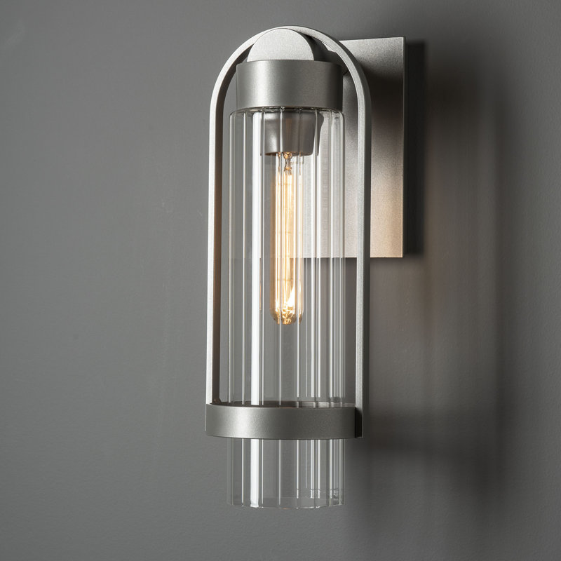 Alcove Aluminum Wall Light, Coastal Burnished Steel, 15.8" H x 5.8" W x 7.3" D, Clear Glass