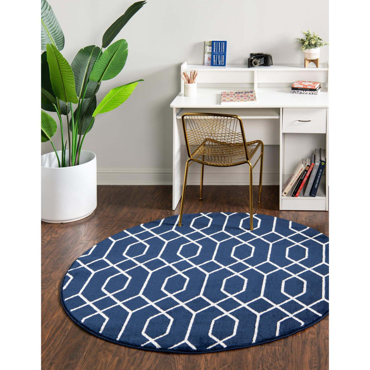 Glam Navy Blue Silver Area Rug