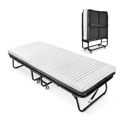 Folding Bed With Mattress Included Memory Foam, Portable Roll Away Adult Bed For Guest, Fold Up Soft Cot Size Bed, 75"L*46"W