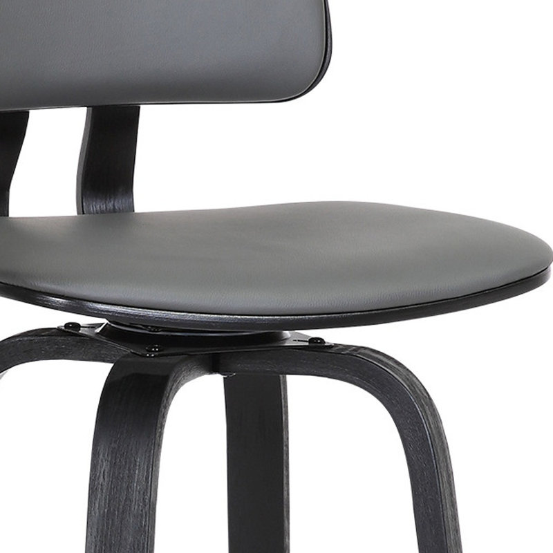 Tabouret pivotant en bois massif Aylis, Tabouret de comptoir (siège d'une hauteur de 26 p, Brun, Gris