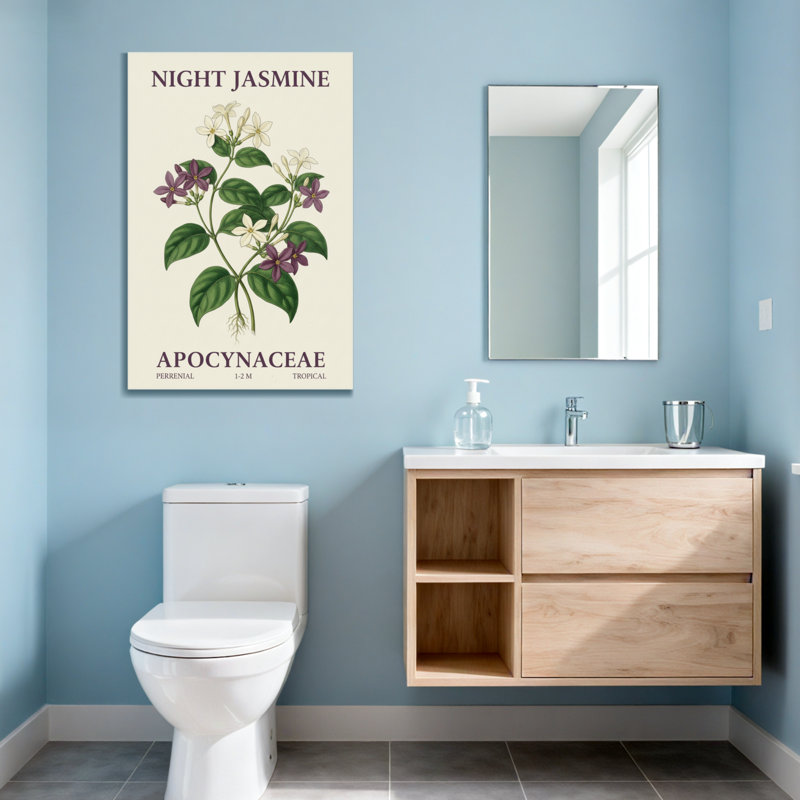 Plantes et fleurs, jasmin de nuit avec fleurs mauves et blanches, H 40 po x l 28 po
