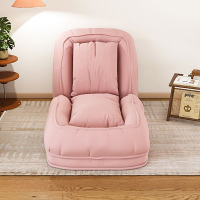 Upholstered Human Dog Bed For Adults And Pets, Foldable Lazy Sofa Bed With 5 Adjustable Positions, Includes 2 Soft Pillows For Bedroom, Living Room, And Reading Corner (Pink)