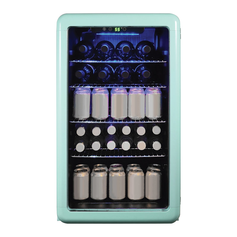 Magic Chef 17.5'' W 20 Cans (12 oz.) 3.4 Cubic Feet Beverage Cooler with Wine Storage and Glass Door, Green