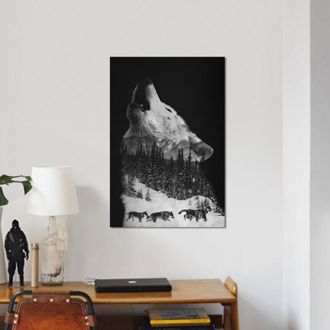 « wolfpack », impression sur toile, H 12 po x l 8 po x P 0,75 po