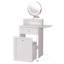 Bureau de coiffeuse blanc avec miroir rond et lumières, table de chevet 2 en 1, coiffeuse avec fauteuil