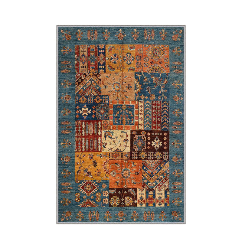 Stylish Hall Carpet (3.3 x 6.6 ft), 100% Polyester, 0.3 in Pile Height | Antibacterial, Non-Slip PVC Felt Dot Underside | Machine Washable, 3D Digital Print, Durable & Easy to Clean | Perfect for Entryway & Living Areas