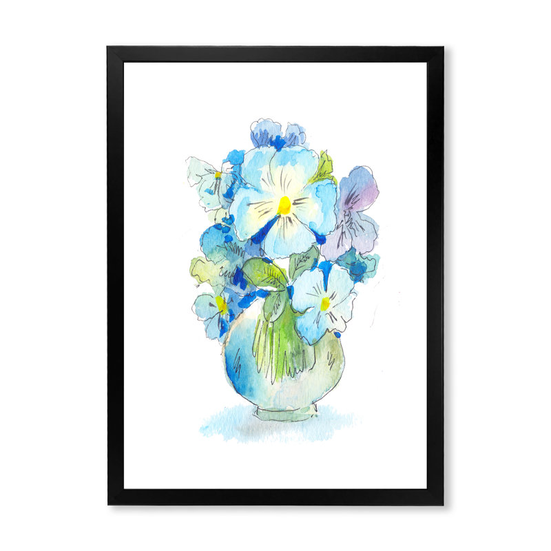 Bouquet de fleurs sauvages bleues - sur, Cadre noir, H 20 po x l 12 po x P 1 po