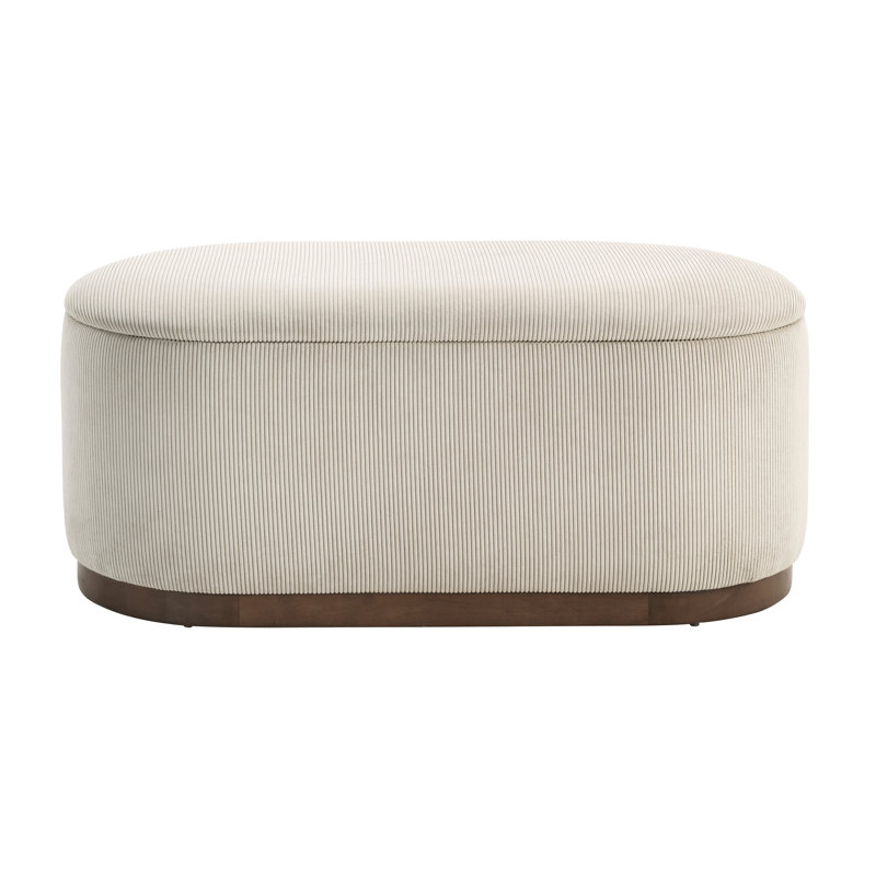 Banc Mid-Century moderne en velours côtelé taupe pour le rangement de la chambre à coucher et le rehaussement du style, Taupe