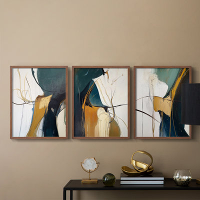 Abstract  Series  CXCIX  -Set Of 3 Framed Giclee Prints -Ready to Hang