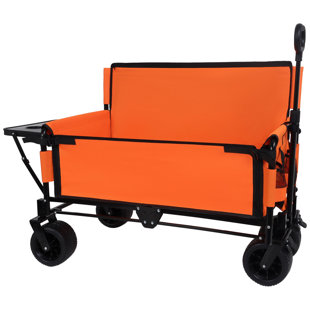 3-in-1 Convertible Folding Wagon Cart with Bench Seat & Rear-Mounted Folding Tabletop - 500lbs Heavy-Duty Utility Wagon, 180L Capacity All-Terrain Wheels for Camping