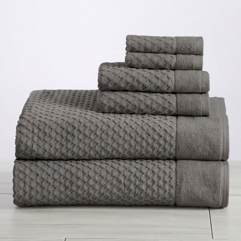 Ensemble de serviettes 100% coton ultra doux et absorbant, Gris foncé, 6 Piece Set (Bath Sheet + Hand Towel + Washcloth)
