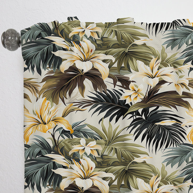 Motif tropical Coconut Grove - Rideau tropical - Velours obscurcissant - 1 panneau, L 52 po x L 108 po