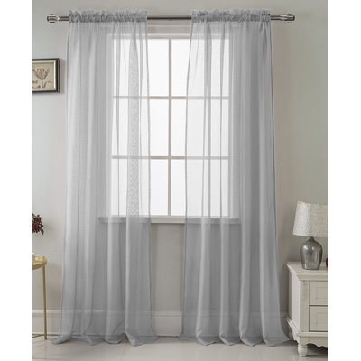 Panneau de rideau transparent simple de couleur unie avec passe-tringle Landose