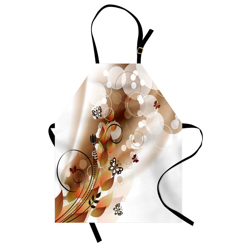 Tablier East Urban Home brun clair unisexe, printemps abstrait, taille adulte, brun foncé blanc brun