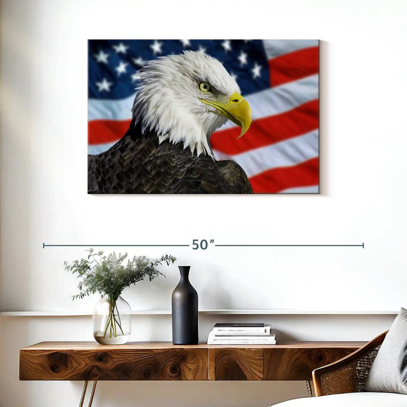 Brampt Patriotic Alaskan Bald Eagle, 24" H x 36" W