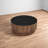 Montoya 34" Round Coffee Table, Black Top Coffee Table with Brown Mango Wood Fluted Plinth Base