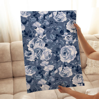 «Floral Blue Flower Elegance», reproduction d'art moderne sans cadre