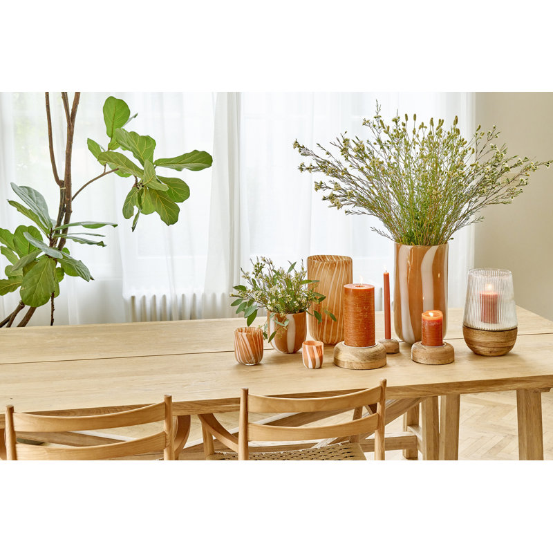 Arbre Natural Round Mango Wood Candle Holder, 1.97" H x 5.51" W x 5.51" D, Brown