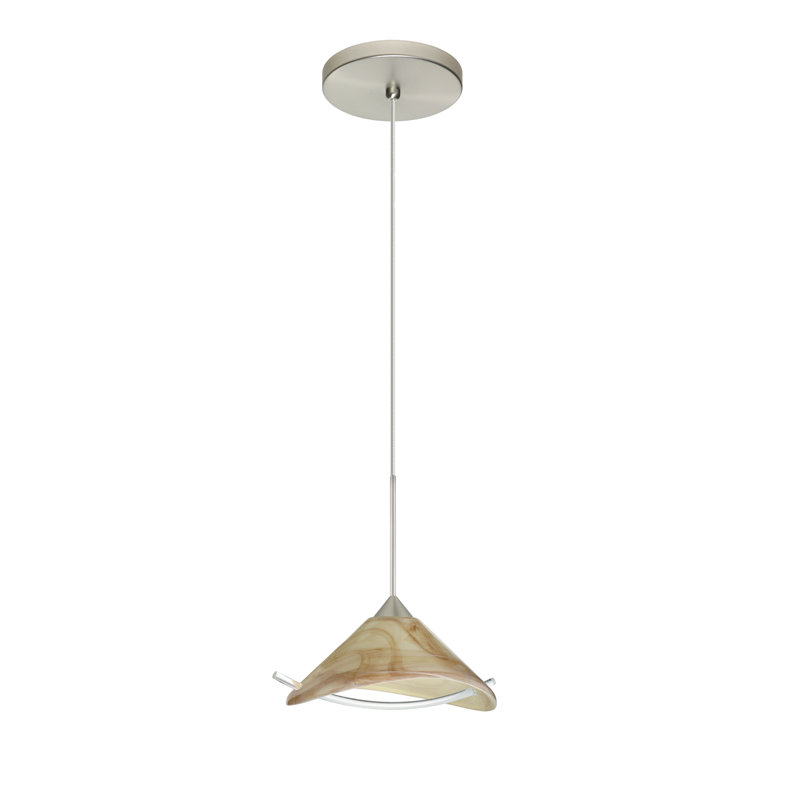 Luminaire suspendu 1 lumière à cône simple Grainger, DEL, Nickel satiné