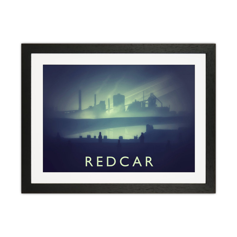 Redcar (Night) by Richard O'Neill - Print, Black Framed, 33.5cm H x 43.5cm W x 3cm D