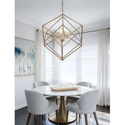 Dayneka 4 - Light Gold Color Adjustable Geometric Chandelier