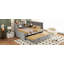 Lit de jour simple rembourré avec lit gigogne, tablettes de rangement, port USB et prise de courant-695705310