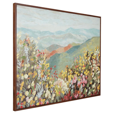 Art mural Prado, paysage floral avec vue sur la montagne, toile multicolore 40 x 50