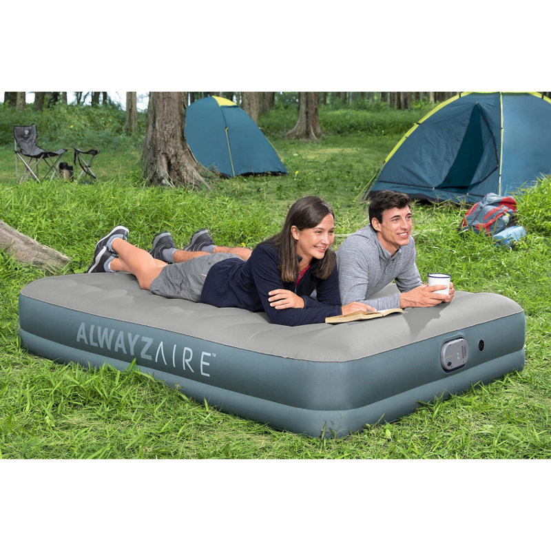 Gray Queen Inflatable Air Mattress with Rechargeable Pump