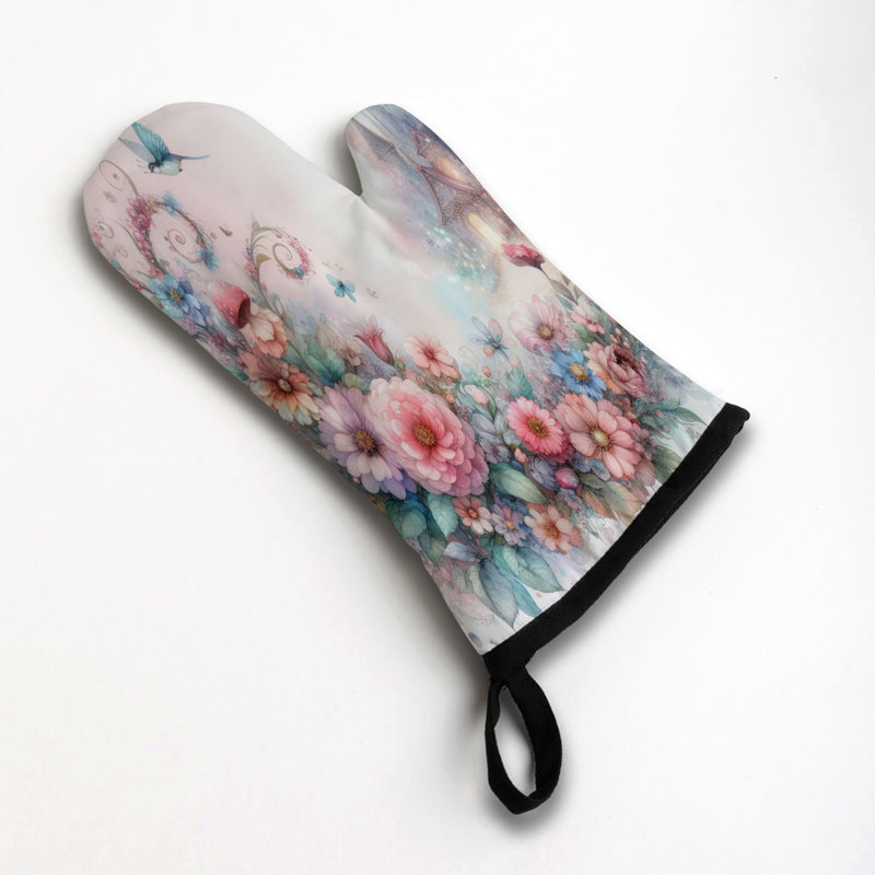 Enchanted Flower Bed Oven Mitt Cotton Twill