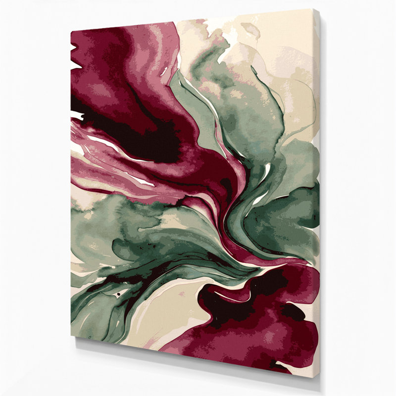 Aquarelle abstraite, art mural rouge sur toile 96