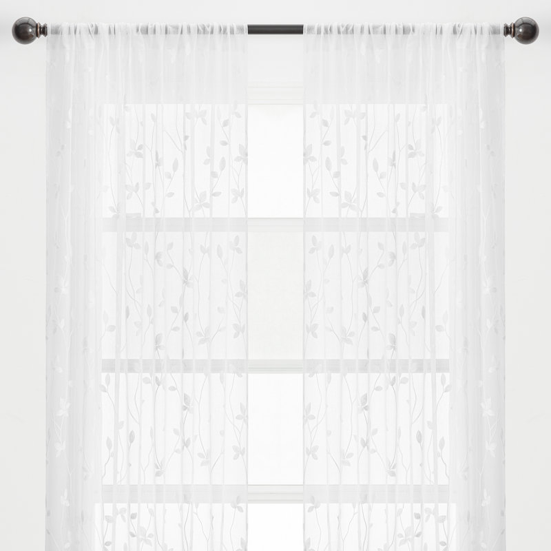 Rideau diaphane avec passe-tringle Aliaa, Blanc, l 52" x L 84"
