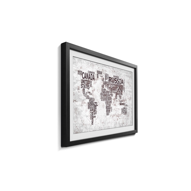 Weltkarten Worldmap No.22 - Single Picture Frame Print, 60cm H x 80cm W x 2.2cm D