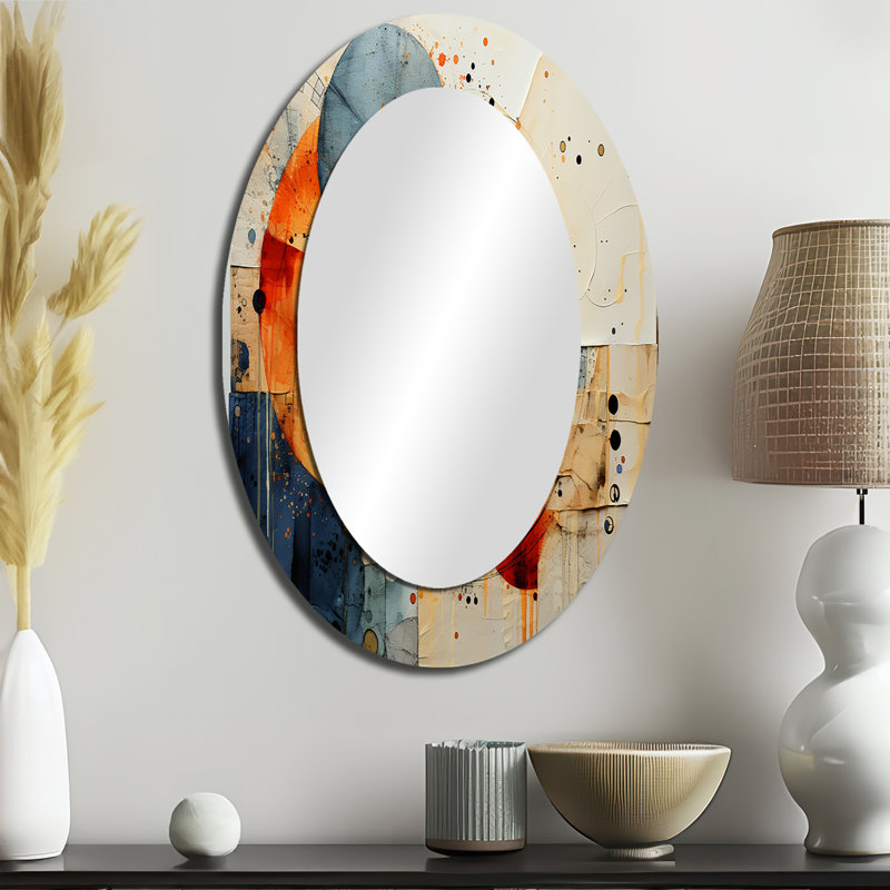 Mixed Media - Miroir mural moderne bleu sarcelle, 36 po x 24 po