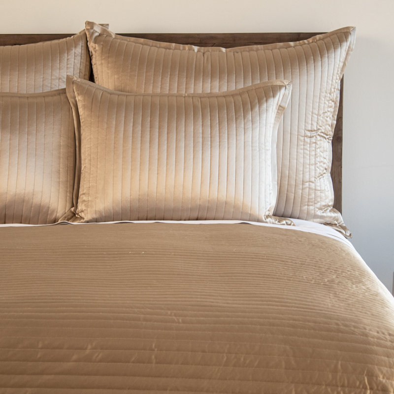 Charmeuse Channel Quilt Coverlet, King Coverlet, Sand