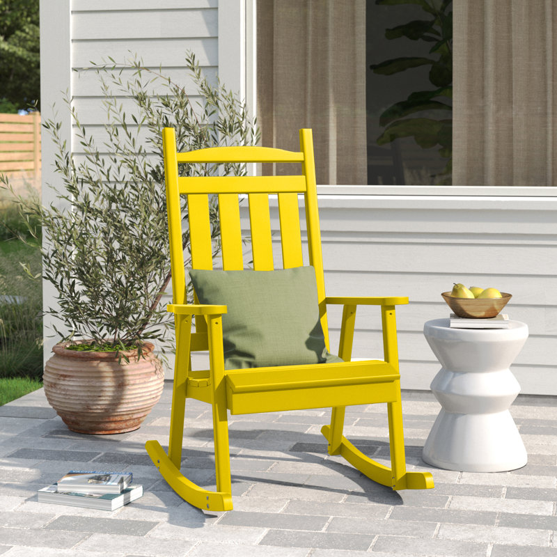 Chaise berçante en bois massif Beda Classic, Jaune canari