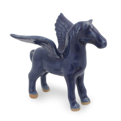 Figurine en céramique à saphir celadon pegasus Ivaan